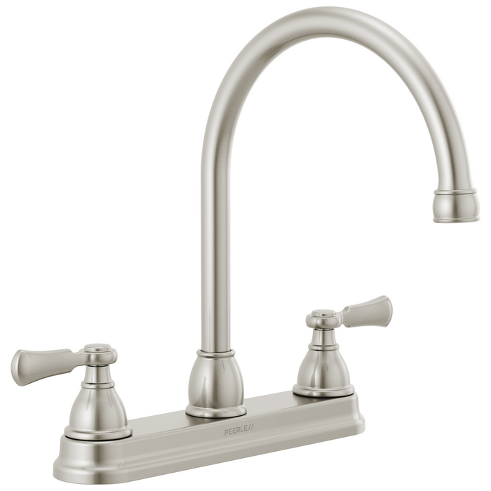 Peerless Elmhurst: Two-Handle Kitchen Faucet with Twist Aerator, stainless