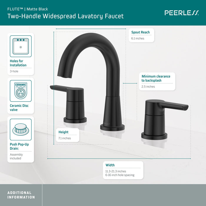Peerless Flute P3512LF Two Handle Widespread Lavatory Faucet