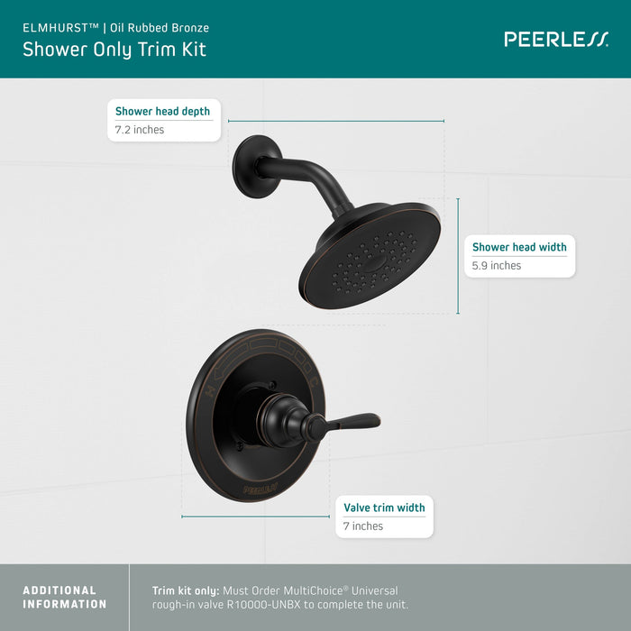 Peerless Elmhurst PTT14265 Shower only trim kit, oil rubbed bronze - view 4