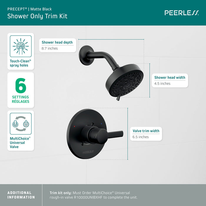 Peerless Precept PTT188782 Shower Only Trim Kit, matte black 3 - view 3