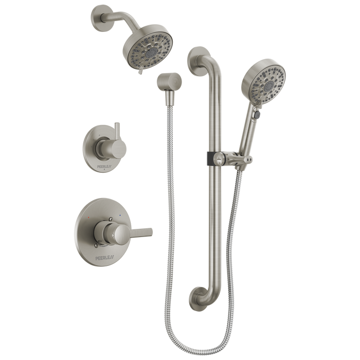 Peerless Precept PTT24247 ADA shower and hand shower, brushed nickel