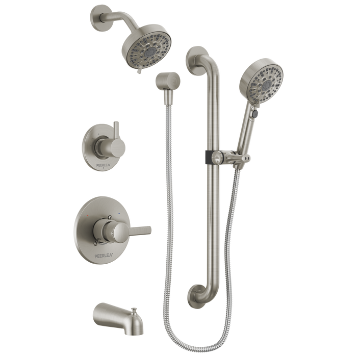 Peerless Precept PTT24447 ADA tub shower and hand shower, brushed nickel