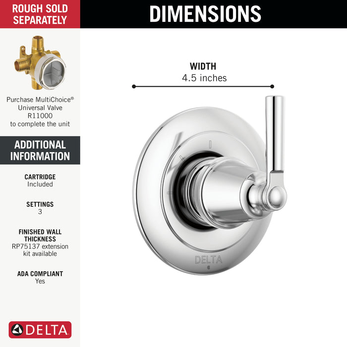 Delta Saylor T11835 3-Setting 2-Port Diverter Trim, chrome - view 2
