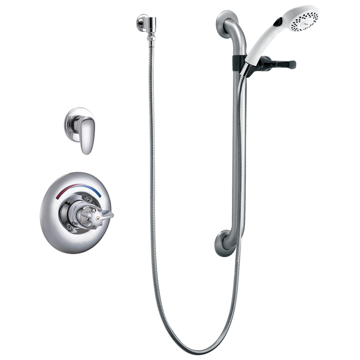 Commercial T13H T13H303 Universal Dual Shower Trim Diverter Hand Shower and Grab Bar, chrome 2
