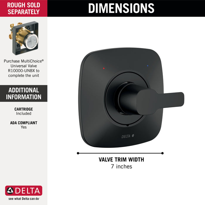 Delta Modern T140339 Monitor 14 Series Valve Only Trim, matte black - view 2