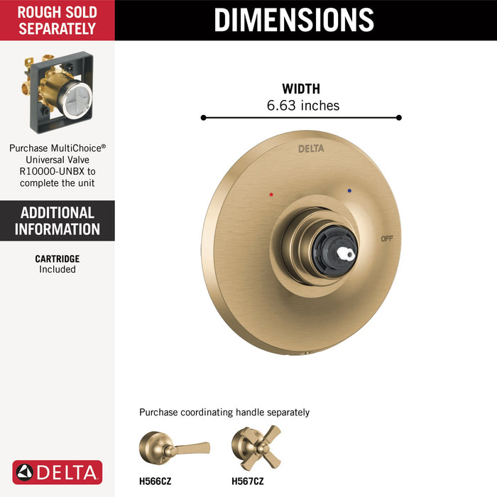 Delta Dorval T14056 Monitor 14 Series Valve Only Trim - Less Handle, champagne bronze - view 4
