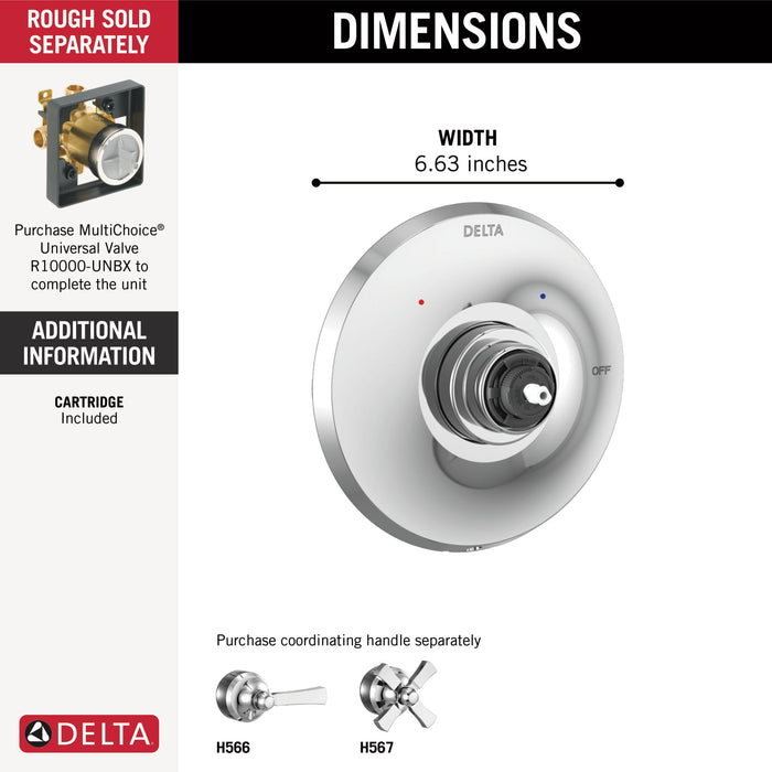 Delta Dorval T14056 Monitor 14 Series Valve Only Trim - Less Handle, chrome - view 4
