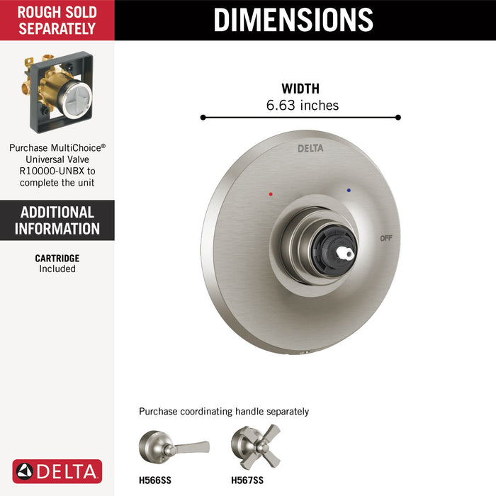 Delta Dorval T14056 Monitor 14 Series Valve Only Trim - Less Handle, stainless - view 4