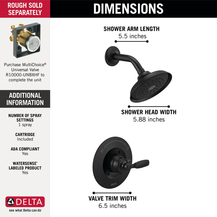 Delta Woodhurst T14232 Shower Trim, matte black - view 2