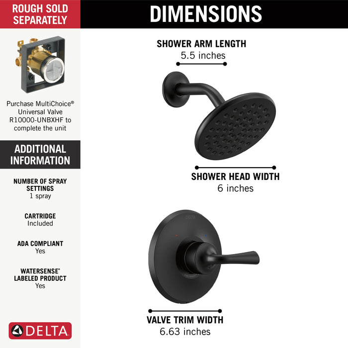 Delta Kayra T14233 Monitor 14 Series Shower Trim, matte black - view 4