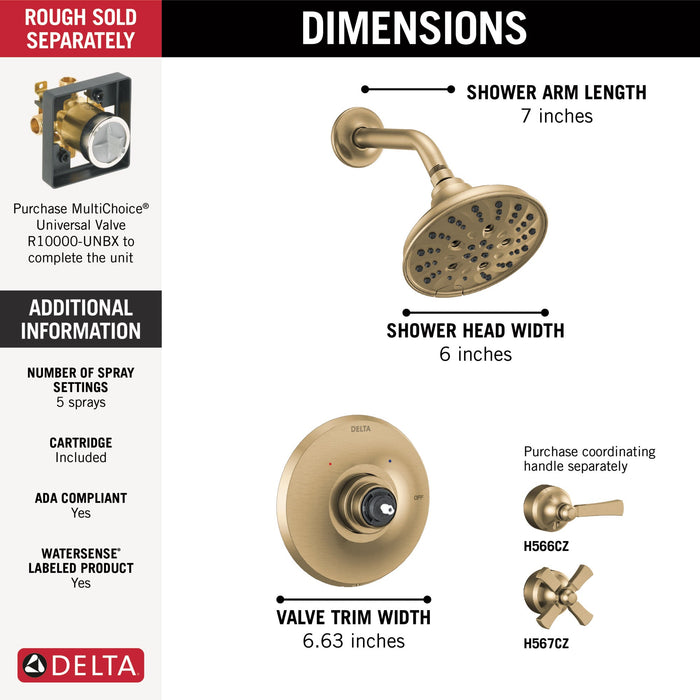 Delta Dorval T14256 Monitor 14 Series Shower Trim - Less Handle, champagne bronze - view 4