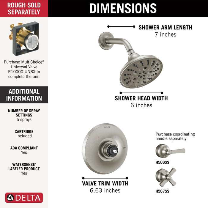 Delta Dorval T14256 Monitor 14 Series Shower Trim - Less Handle, stainless - view 4