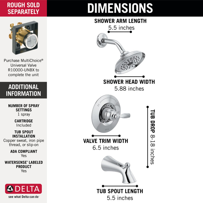Delta Woodhurst T14432 Tub/Shower Trim, chrome - view 5
