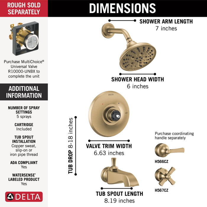Delta Dorval T14456 Monitor 14 Series Shower Trim - Less Handle, champagne bronze - view 4