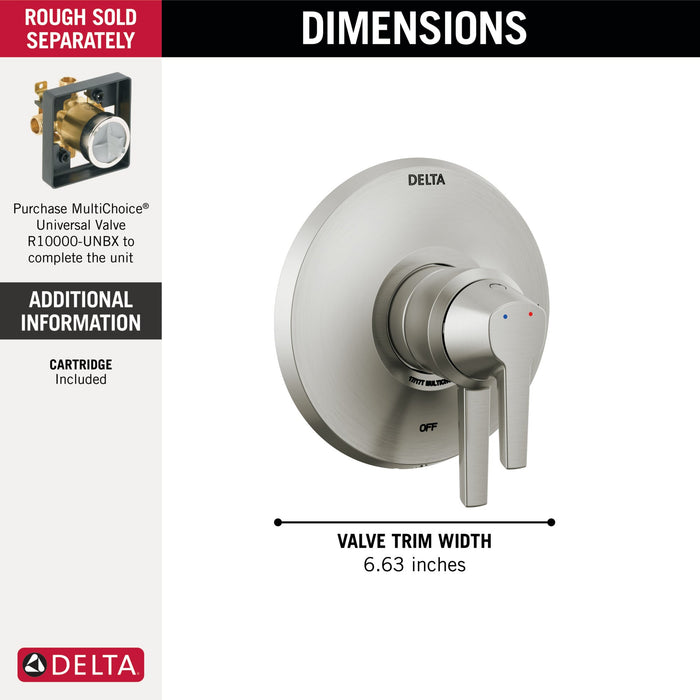 Delta Galeon T17072 17 Series Valve Only Trim, lumicoat stainless - view 3