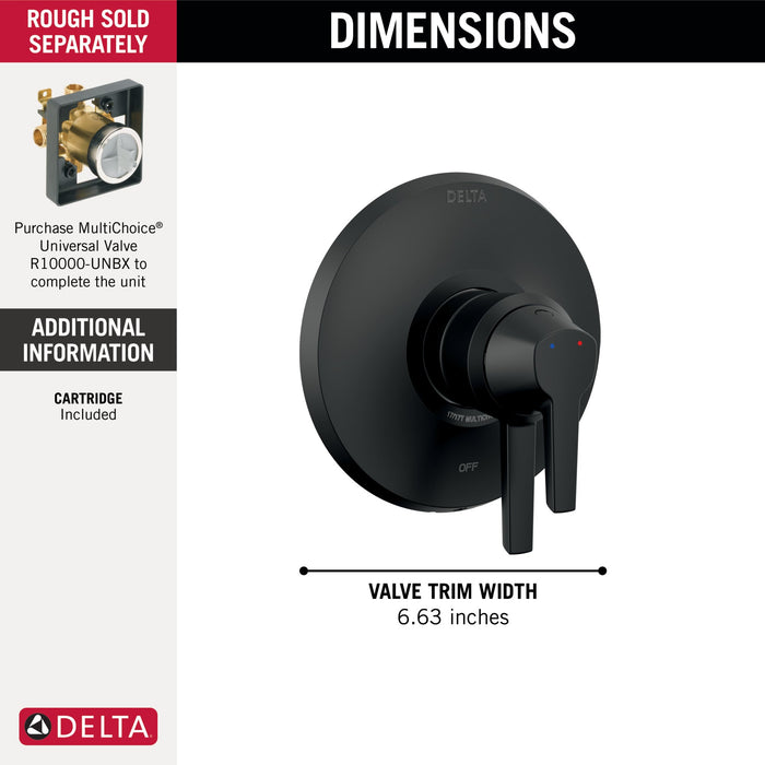Delta Galeon T17072 17 Series Valve Only Trim, matte black - view 3