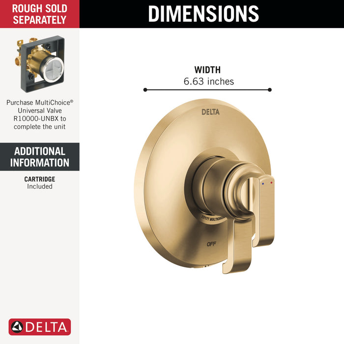 Delta Tetra T17089 17 Series Valve Only Trim, lumicoat champagne bronze - view 2