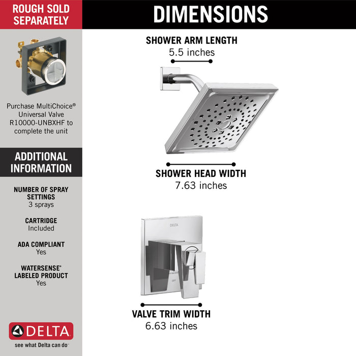 Delta Trillian T17243 17 Series H2Okinetic Shower Only Trim, lumicoat chrome - view 2