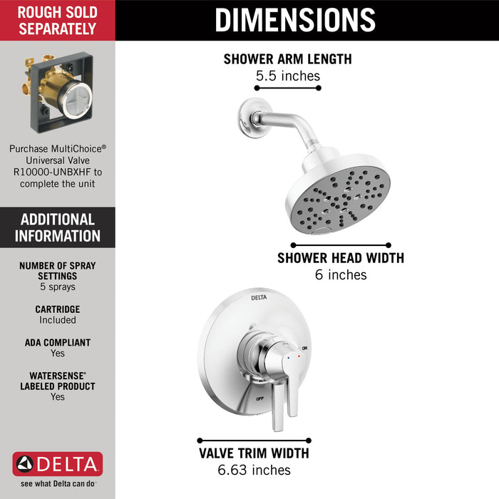 Delta Galeon T17272 17 Series Shower Trim with H2OKinetic, lumicoat chrome - view 3