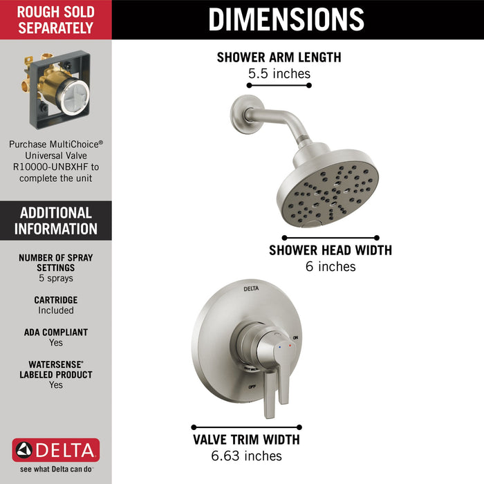 Delta Galeon T17272 17 Series Shower Trim with H2OKinetic, lumicoat stainless - view 3