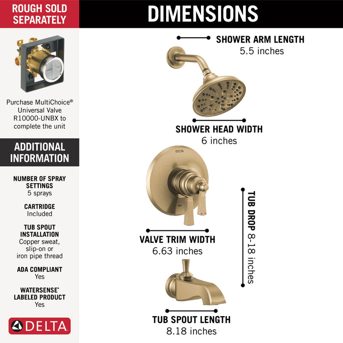 Delta Dorval T17456 Monitor 17 Series Tub & Shower Trim, champagne bronze - view 2
