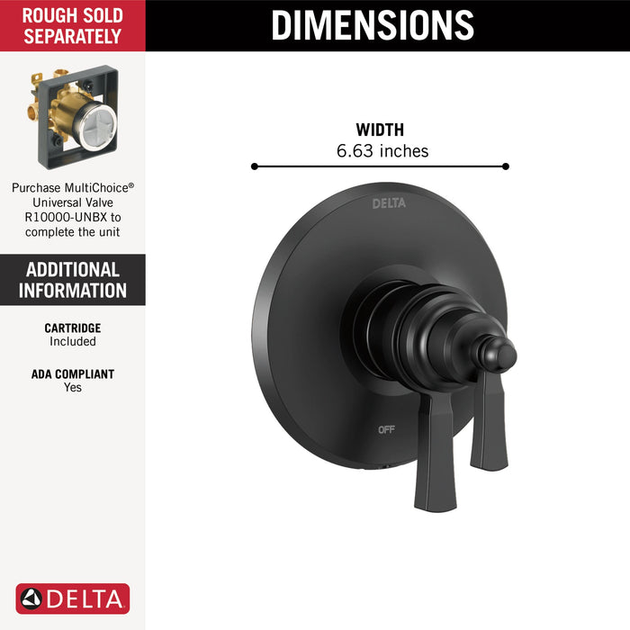 Delta Dorval T17T056 TempAssure 17T Series Valve Only Trim, matte black - view 2