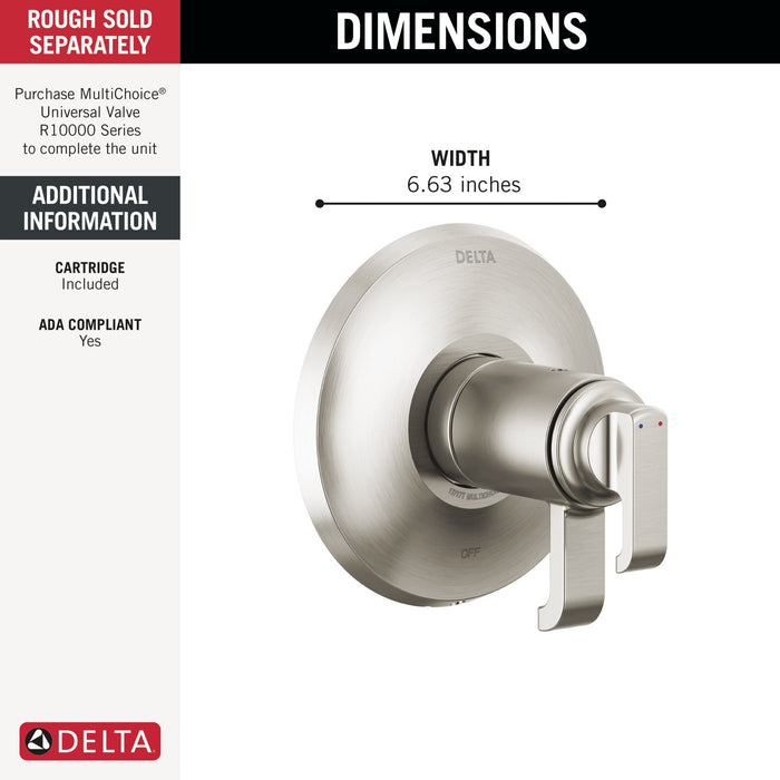 Delta Tetra T17T089 17T Series Valve Only, lumicoat stainless - view 2