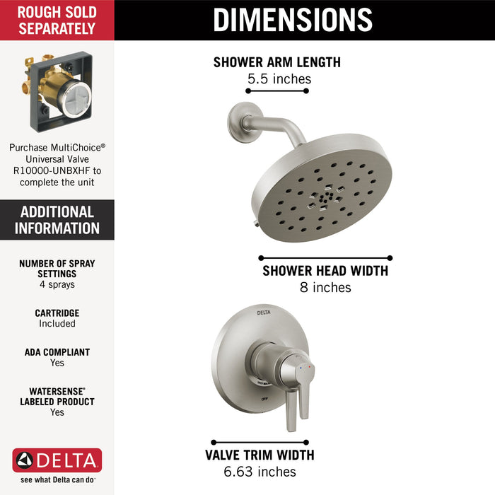 Delta Galeon T17T271 17T Series Shower Trim with UltraSoak, lumicoat stainless - view 2