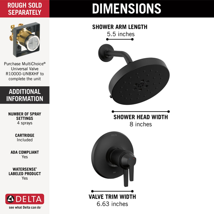 Delta Galeon T17T271 17T Series Shower Trim with UltraSoak, matte black - view 2