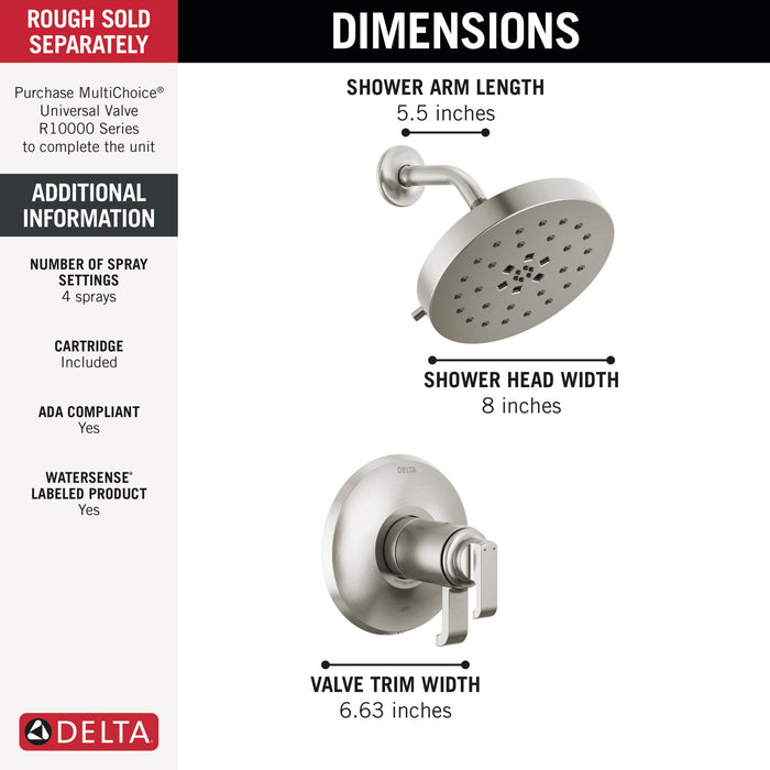 Delta Tetra T17T289 17T Series Shower Trim, lumicoat stainless - view 2