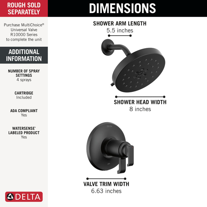 Delta Tetra T17T289 17T Series Shower Trim, matte black - view 2