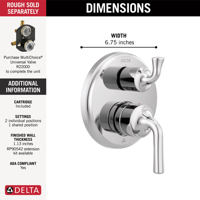 Delta Kayra T24833 Two-Handle Monitor 14 Series Valve Trim with 3-Setting Integrated Diverter