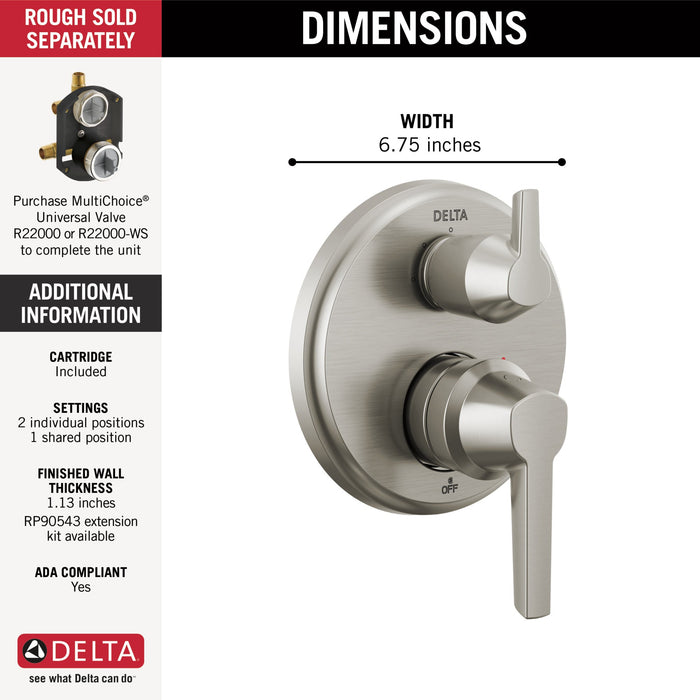 Delta Galeon T24871 14S Integrated Diverter Trim - 3 Setting, lumicoat stainless - view 2