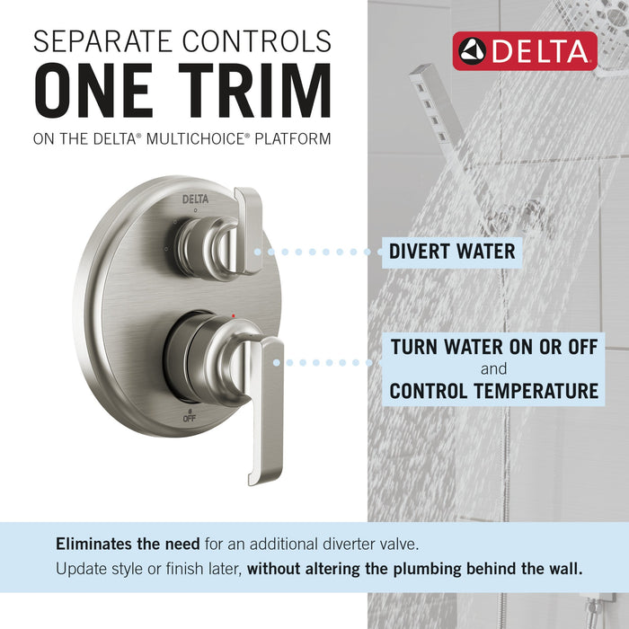 Delta Tetra T24889 14 Series Integrated Diverter Trim with 3-Setting, lumicoat stainless - view 2