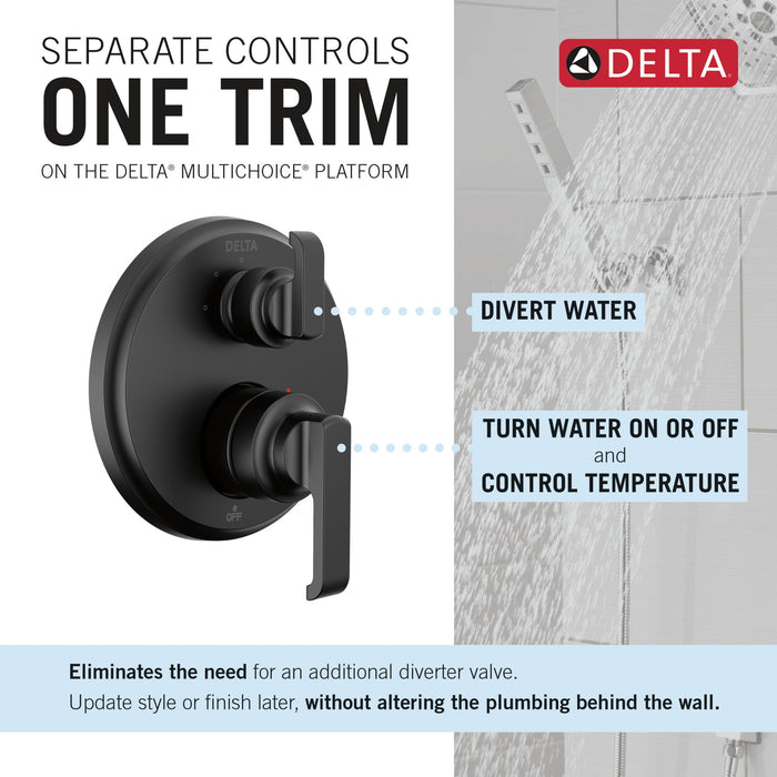 Delta Tetra T24889 14 Series Integrated Diverter Trim with 3-Setting, matte black - view 2