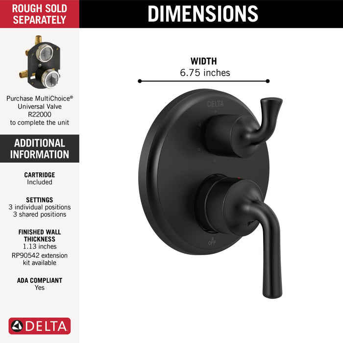 Delta Kayra T24933 Two-Handle Monitor 14 Series Valve Trim with 6-Setting Integrated Diverter