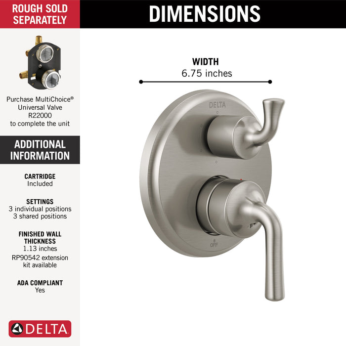 Delta Kayra T24933 Two-Handle Monitor 14 Series Valve Trim with 6-Setting Integrated Diverter