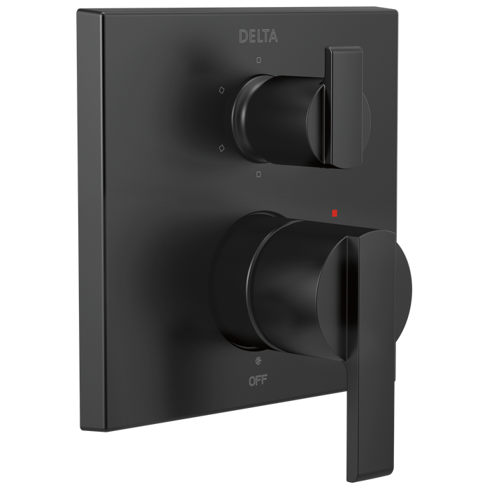Delta Ara T24967 Angular Modern Monitor 14 Series Valve Trim with 6-Setting Integrated Diverter, matte black