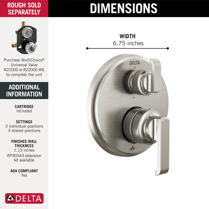 Delta Tetra T24989 14 Series Integrated Diverter Trim with 6-Setting