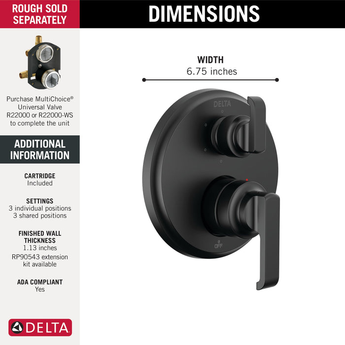 Delta Tetra T24989 14 Series Integrated Diverter Trim with 6-Setting