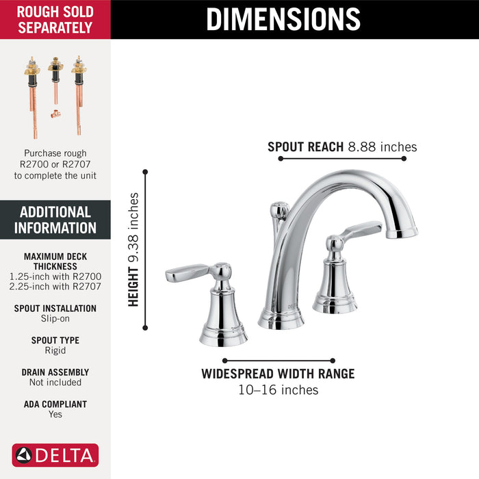 Delta Woodhurst T2732 Roman Tub Trim, chrome - view 4