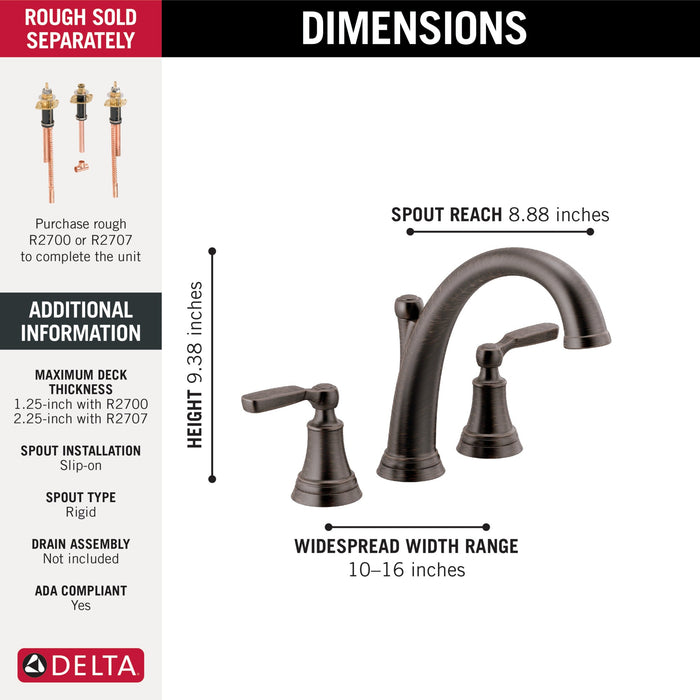 Delta Woodhurst T2732 Roman Tub Trim, venetian bronze - view 2