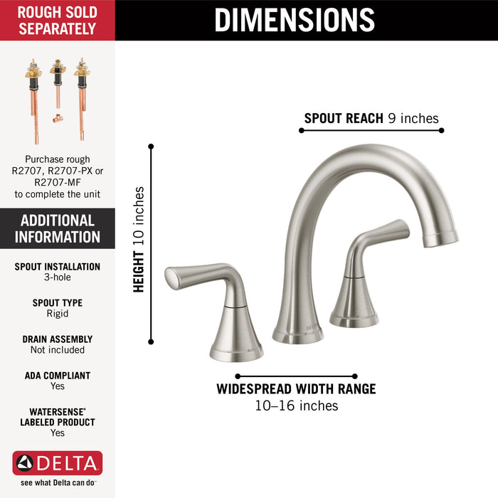 Delta Kayra T2733 Roman Tub Trim, stainless - view 2