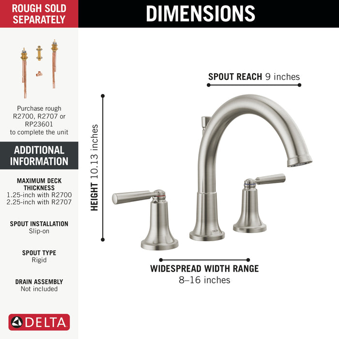 Delta Saylor T2735 Roman Tub Trim, stainless - view 2