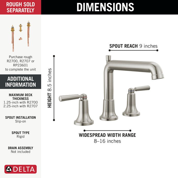Delta Saylor T2736 Roman Tub Trim, stainless - view 2