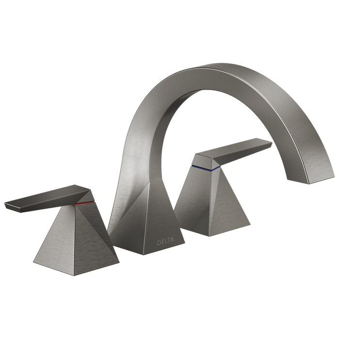 Delta Trillian T2746 Two-Handle Roman Tub Trim, lumicoat black stainless