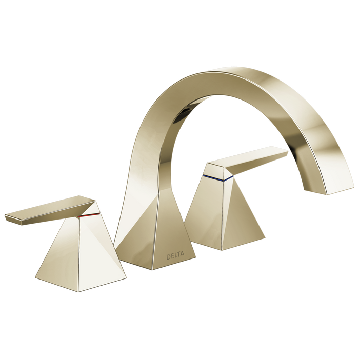 Delta Trillian T2746 Two-Handle Roman Tub Trim, lumicoat polished nickel