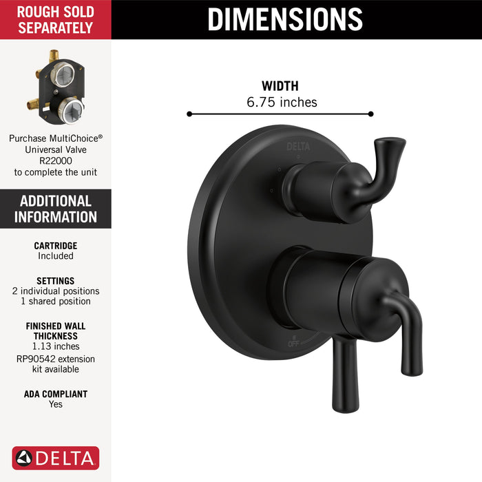 Delta Kayra T27833 2-Handle Monitor 17 Series Valve Trim with 3- or 6- Setting Diverter