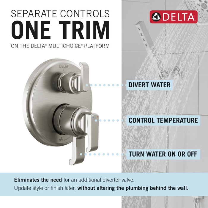 Delta Tetra T27889 17 Series Integrated Diverter Trim with 3-Setting, lumicoat stainless - view 2