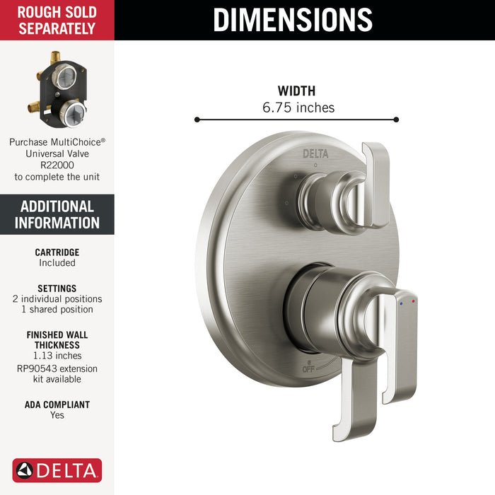 Delta Tetra T27889 17 Series Integrated Diverter Trim with 3-Setting, lumicoat stainless - view 3